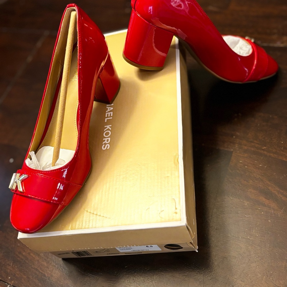 Michael Kors Red Glossy Heels - Picture 3 of 5